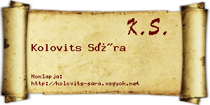 Kolovits Sára névjegykártya
